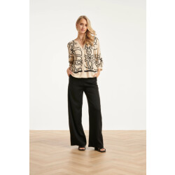 Smashed Lemon Crème blouse met zwart grafisch patroon |