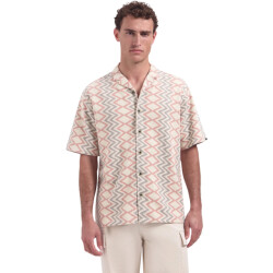 No Excess Shirt short sleeve jacquard zigzag coral