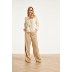 Smashed Lemon Off white blouse met gouden borduursels en koorddetail |