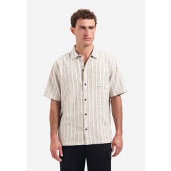 No Excess Shirt short sleeve fancy striped ecru dessin