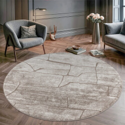 Muratap Vivant marmer rond vloerkleed laagpolig beige- 240 cm rond