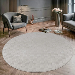 Muratap Vivant chesterfield rond vloerkleed laagpolig effen - 240 cm rond