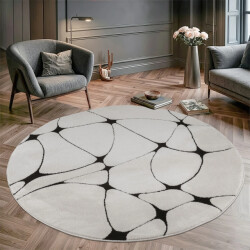 Muratap Vivant japandi blaze rond vloerkleed laagpolig zwart- 240 cm rond