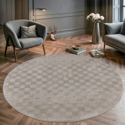 Muratap Vivant chesterfield rond vloerkleed laagpolig effen - 240 cm rond