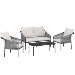 4goodz Tuinmeubelset 4-delig met salontafel bank en 2 stoelen -