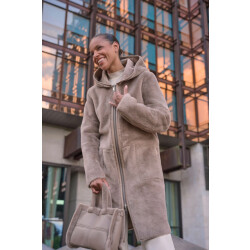 Rino & Pelle Alina.7002511 rino en pelle reversible hooded coat toffee