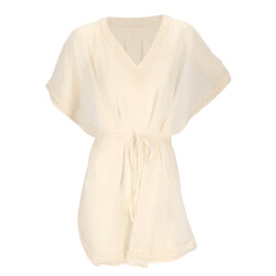 Sarlini Dames tuniek strandjurk polyester chiffon effen off-white