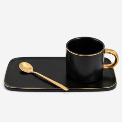 Casa di Elturo Kop & schotel & lepel glam porselein / goud- 200ml