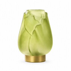 Casa di Elturo Led tafellamp tulipa glas – goudkleurige voet – Ø13 x 19,5 cm (werkt op