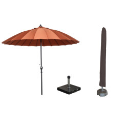 Garden Impressions Manilla parasolset koper met voet 30 kg en hoes