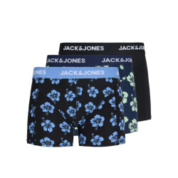 Jack & Jones Heren boxershorts trunks jacmaudo gebloemd 3-pack donkerblauw/zwart