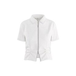 Hypedrop Hdnicolette ss gathered zip shirt beige