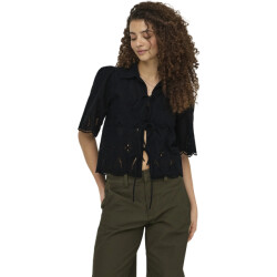 Only Onlfrani s/s emb bow top wvn black