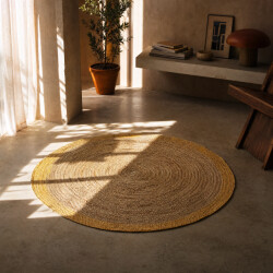 Muratap Jaipur jute rond vloerkleed geel- 160 cm rond
