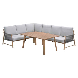 Garden Impressions Bahama aluminium/rope lounge-dining set light teaklook