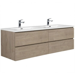 Badplaats Badkamermeubel set angela 160 x 48 cm – kastanje – badmeubel met