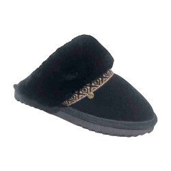 Warmbat Flurry suede tape black/black dames pantoffel (open hiel)