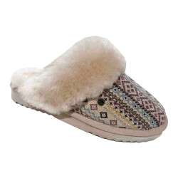 Warmbat Collie print woven blush dames pantoffel (open hiel)