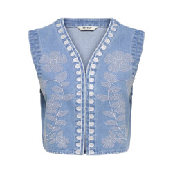 Only Onlnoella emb dnm waistcoat siji blue denim
