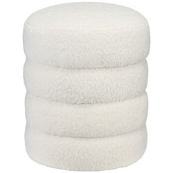 4goodz Poef rond teddyfleece met metalen frame Φ40x45h cm crème