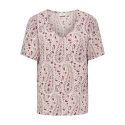 Jacqueline de Yong Jdygaby life ss v-neck top wvn ecru dessin