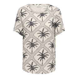 Jacqueline de Yong Jdygaby life ss v-neck top wvn ecru dessin