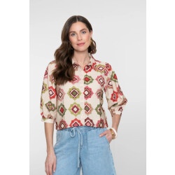 Geisha 63480-20 718 blouse ecru/raspberry/green