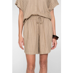 Geisha 61387-14 745 shorts linen stripes taupe/black