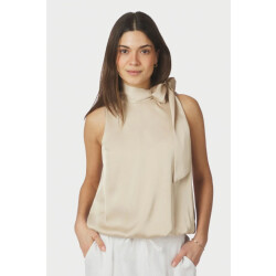 Neo Noir veda drapy satin top 166605 125 dark sand