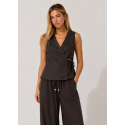 Only Onlbaia s/l linen bl wrap waistcoat