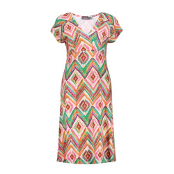 Geisha 67424-60 june 615 dress v-neck short jersey aop pr.01-26-2 teal/fuchsia