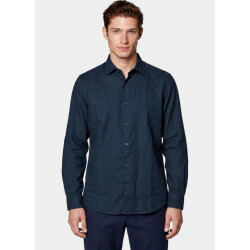 Bos Bright Blue Casual hemd lange mouw linnen shirt 5405.426/208