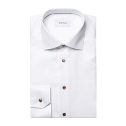 Eton Signature twill brown ribbon shirt lange mouw overhemden 100010749