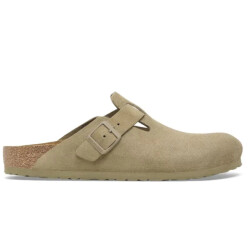 Birkenstock Boston suède groen smal voetbed unisex instapper