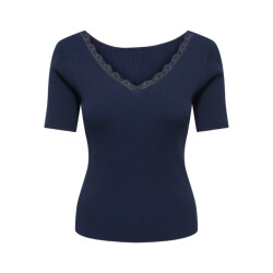 Jacqueline de Yong Jdynanna ss revers lace pullover knt navy