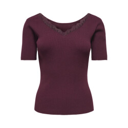 Jacqueline de Yong Jdynanna ss revers lace pullover knt bordeaux