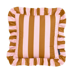 NOVÉE Ruffles stripe /roze kussenhoes | 45x45 cm | katoen/polyester