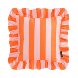 NOVÉE Ruffles stripe oranje/roze kussenhoes | 45x45 cm | katoen/polyester