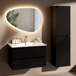Mirlux Badkamermeubelset avello 80cm eiken wastafel wit