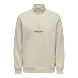 Only & Sons Onscurated reg half zip sweat beige