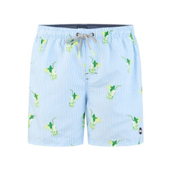 Happy Shorts Heren zwemshort mojito print/lichtblauw gestreept
