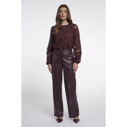Rino & Pelle Georgina regular.7502611 rino en pelle regular length faux leather pants chocolate bean