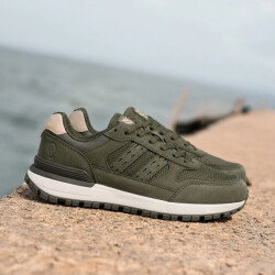 Q1905 Sneaker bussel legergroen/ wit