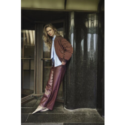 Rino & Pelle Georgina regular.7502611 rino en pelle regular length faux leather pants chocolate bean