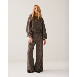 Summum 4s3020-30794 120 wide leg trouser check jacquard multicolour