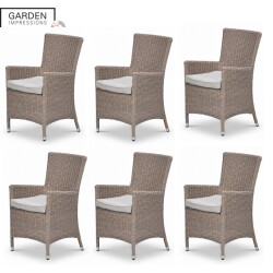 Garden Impressions Costa tuinstoelen set van 6 wicker met kussen
