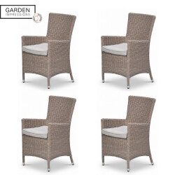 Garden Impressions Costa tuinstoelen set van 4 wicker met kussen