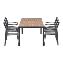 Garden Impressions Cosmo/felini tuinset 6 personen teaklook tafel 220 cm