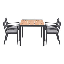 Garden Impressions Oklahoma/felini tuinset 4 personen teaklook tafel 160 cm