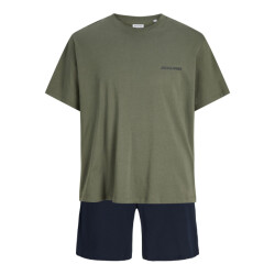 Jack & Jones Heren korte shortama pyjamaset jaceverest groen/donkerblauw